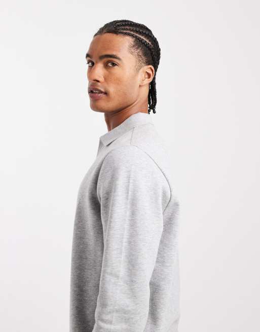 New Look - Felpa grigio mélange con colletto, 4 di 5