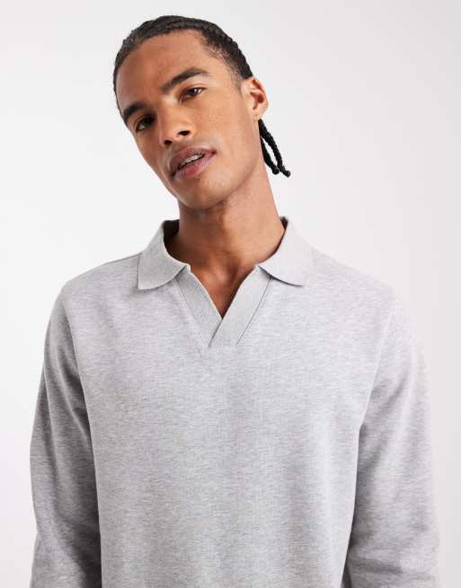 New Look - Felpa grigio mélange con colletto, 5 di 5