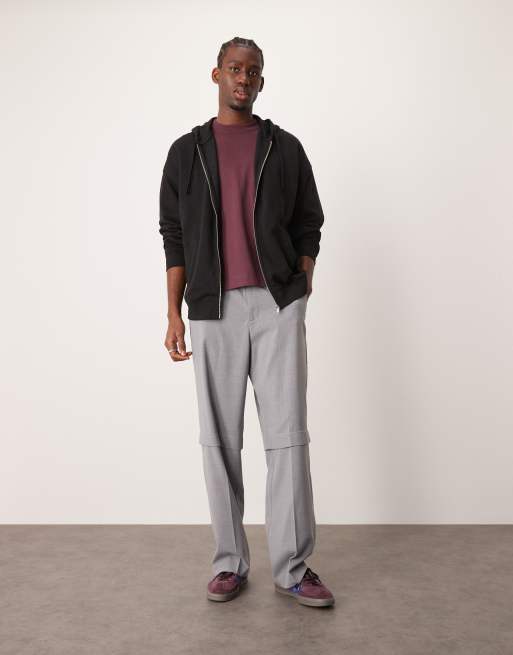 New Look Felpa nera con cappuccio e zip ASOS