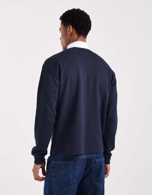 New Look - Felpa stile polo da rugby blu navy, 3 di 5