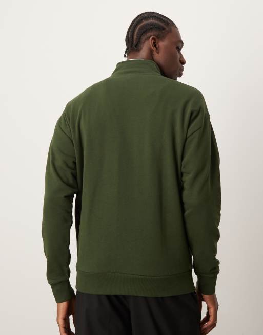 New Look - Felpa verde scuro con collo alto e zip corta, 4 di 4