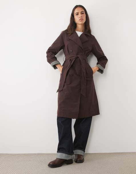 New Look fin trenchcoat i mörkbrun - view 1