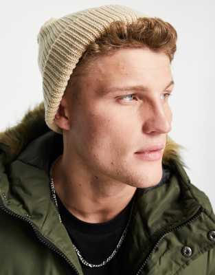 New Look fisherman beanie in stone - ASOS Price Checker