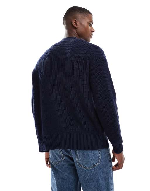 New Look fisherman cardigan in navy, 3 of 5