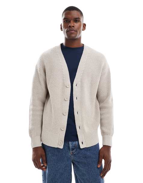 New Look fisherman cardigan in stone - view 1