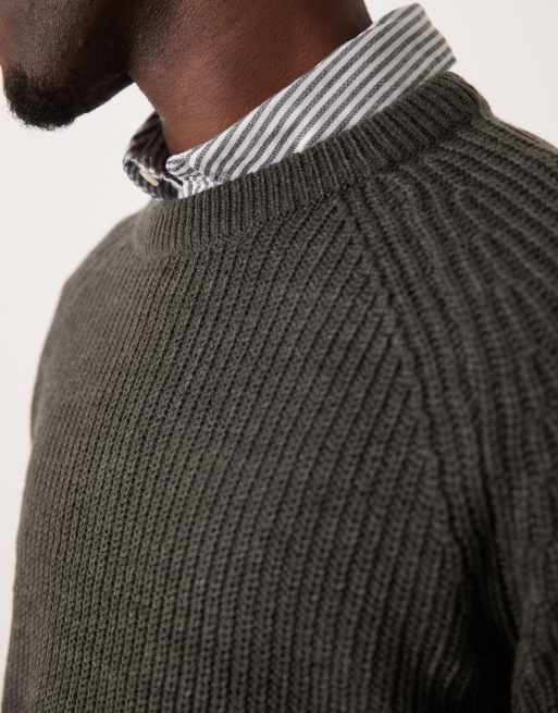 New Look fisherman crew neck jumper in dark grey, 2 of 4