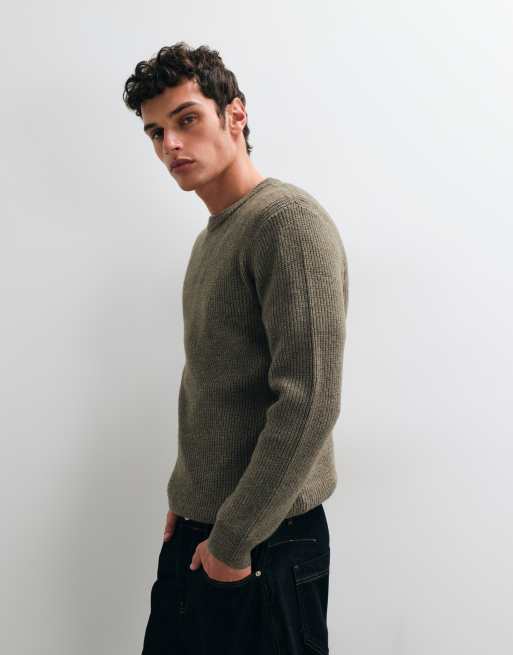 New Look fisherman jumper in light khaki, 2 of 5