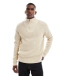 [New Look] New Look fisherman knit 1/4 zip jumper in oatmeal-Neutral 2XL 14 - Oatmeal
