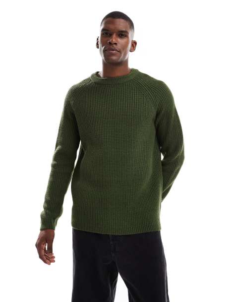 New Look fisherman knit jumper in dark green - view 1