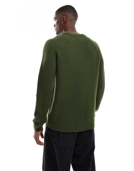 New Look fisherman knit jumper in dark green