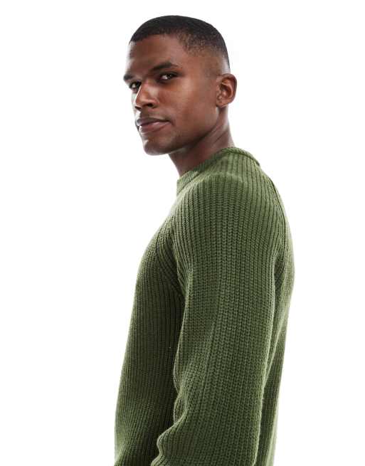 New Look fisherman knit jumper in dark green
