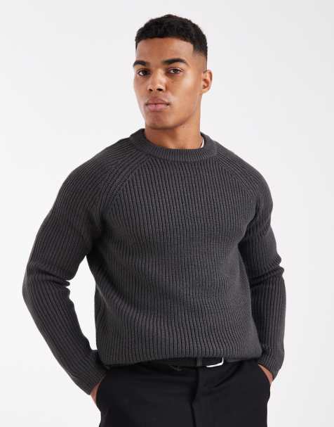 New Look fisherman knit jumper in dark grey - view 1