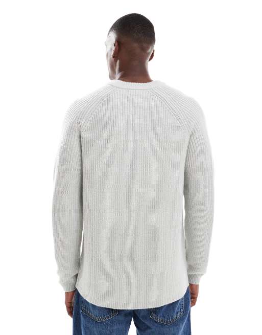 New Look fisherman knit jumper in grey marl, 3 of 5