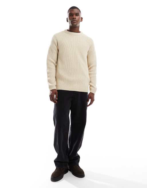 New Look fisherman knit jumper in oatmeal, 2 of 5