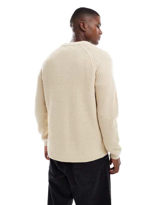 New Look fisherman knit jumper in oatmeal, 3 of 5