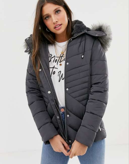 New look fitted padded parka jacket sale