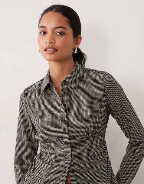 New Look fitted shirt in black gingham check - view 1