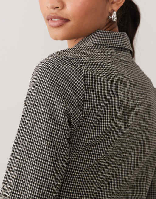 New Look fitted shirt in black gingham check, 4 of 4