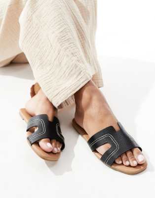 New Look - Flache PU-Mules in Schwarz