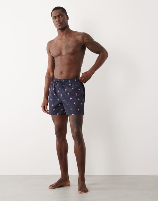 New Look flamingo print swim shorts in blue, 2 of 5