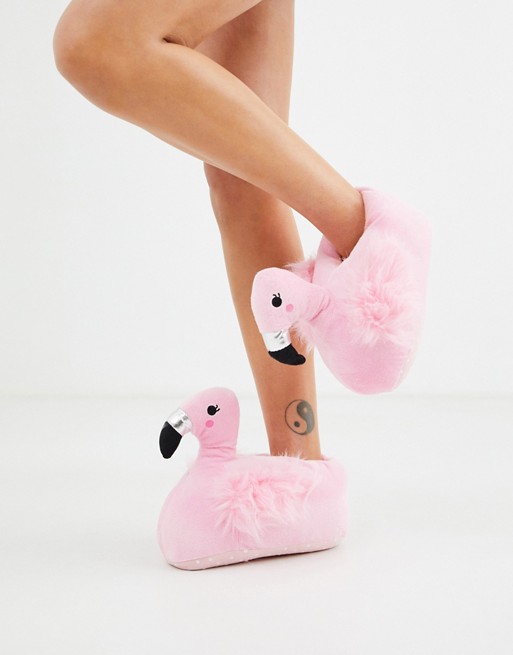 New Look flamingo slippers in pink