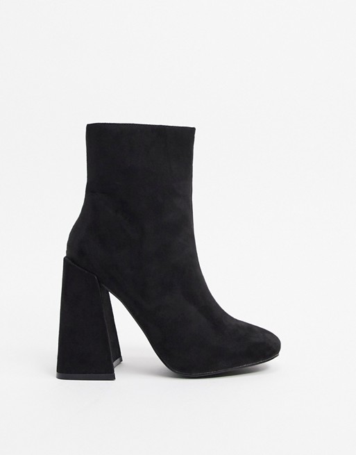 New Look flare heeled boots in black suedette