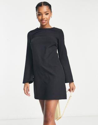 New Look flared sleeve mini tunic dress in black