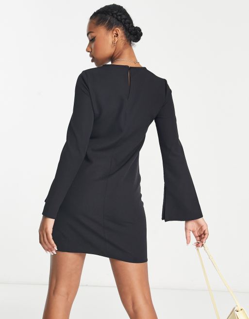 New Look flared sleeve mini tunic dress in black