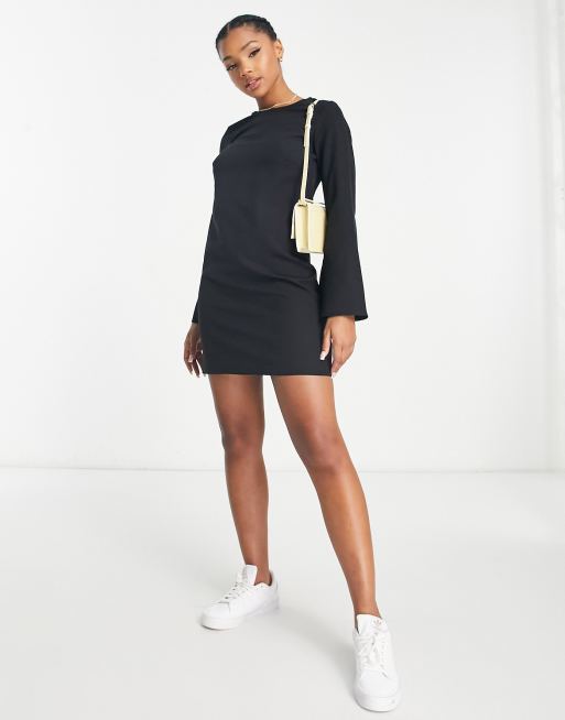 New Look flared sleeve mini tunic dress in black ASOS