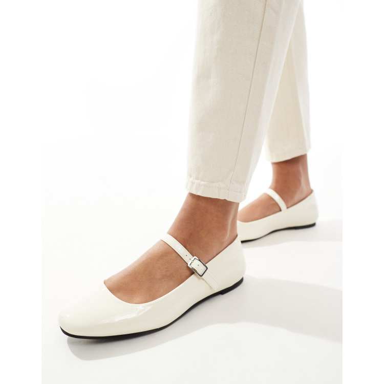 New Look flat ballet mary janes in cream ASOS