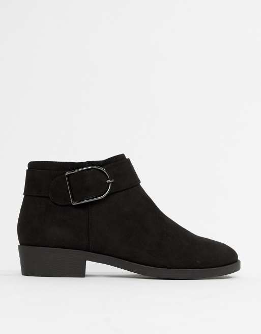 new look suedette flat chelsea boots in black