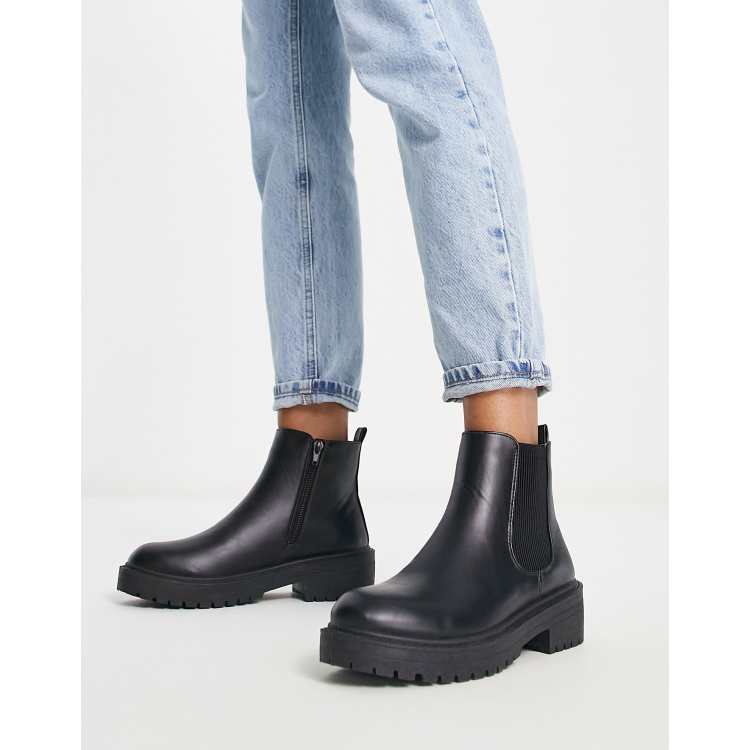 arbejdsløshed fortov Joke New Look flat chunky chelsea boot in black | ASOS