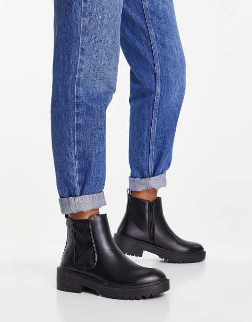 New Look flat chunky chelsea boot in black | ASOS