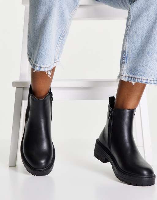 New Look flat chunky chelsea boot in black, 3 of 4