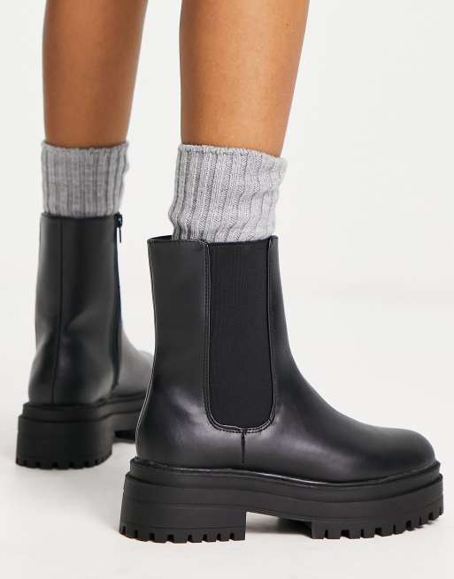 Black cleated chelsea outlet boots