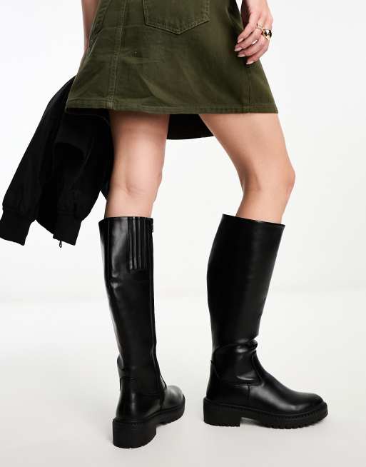 New look flat knee high boots online