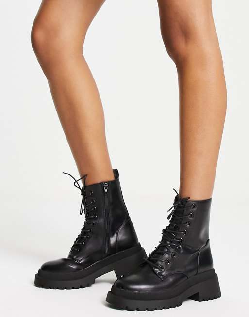 new look black lace up boots