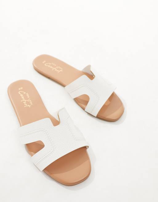 White flat sale mule sandals