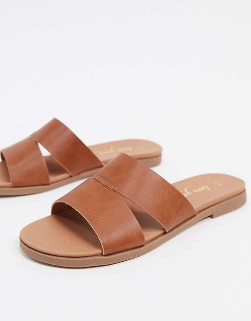 New Look flat mule sandals in tan