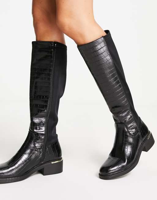 New look cheap black croc boots