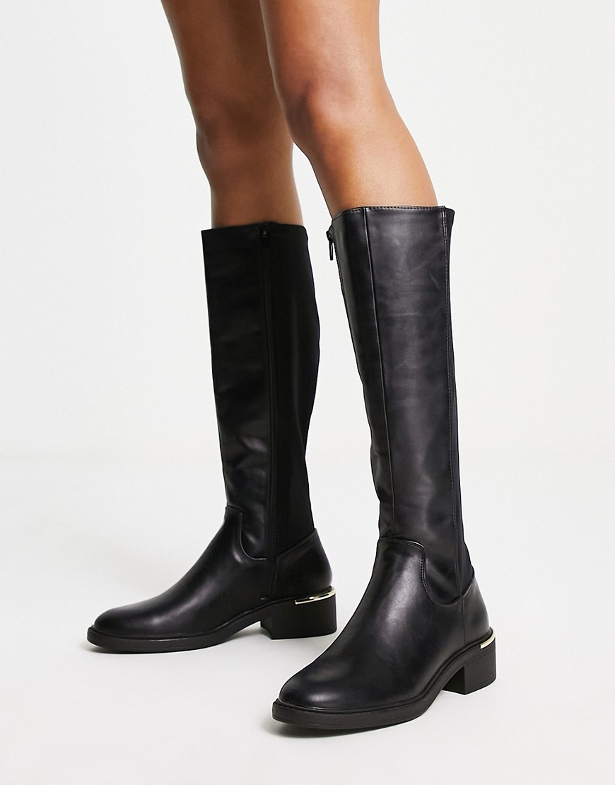 New Look flat riding boot in black