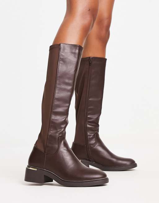 Brown flat outlet riding boots