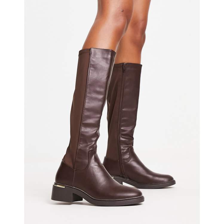 Brown knee high boots new look best sale