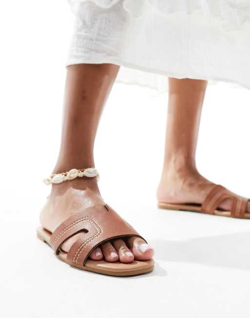 Silver flat sandals new hot sale look