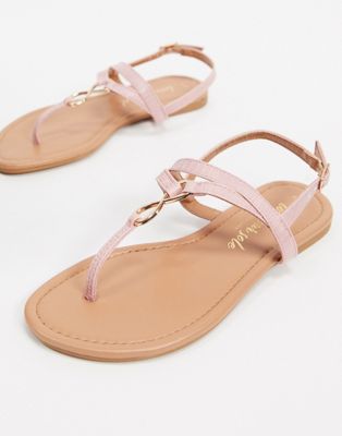 New Look flat toepost sandals in light 