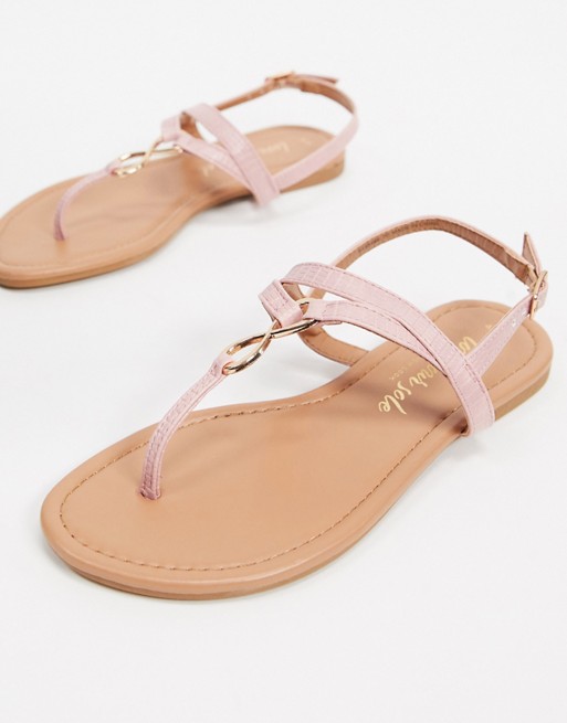 New Look flat toepost sandals in light pink