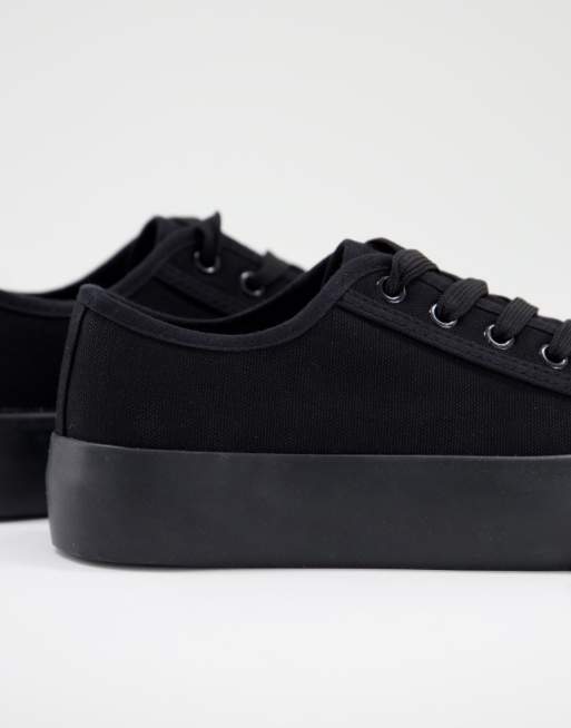 New look store black platform trainers