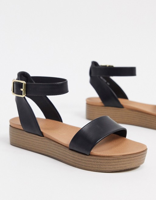 New Look flatform sandals in black