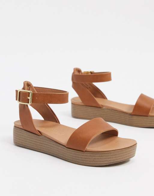 New Look flatform sandals in tan ASOS