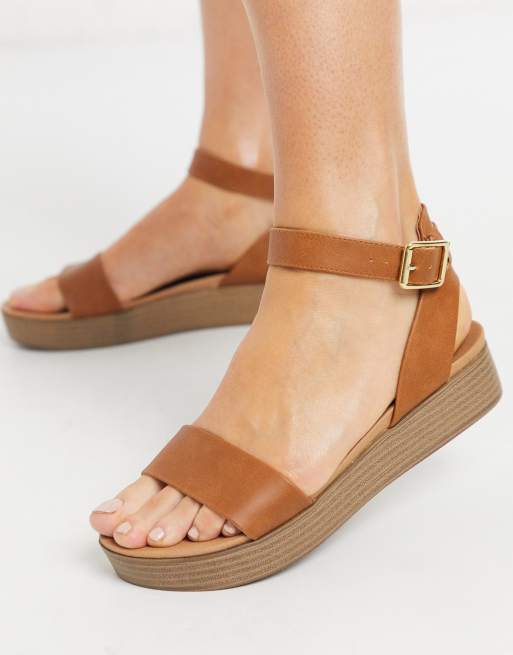 New Look flatform sandals in tan